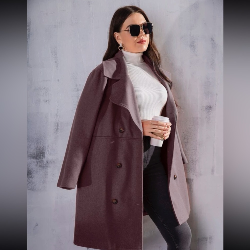 Oversized Purple Gray Pea Coat Jacket